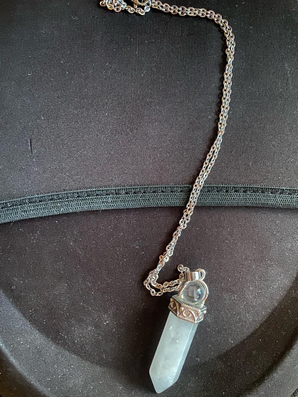 Source Unknown Silver-Tone Clear Crystal Point Pendant Necklace
